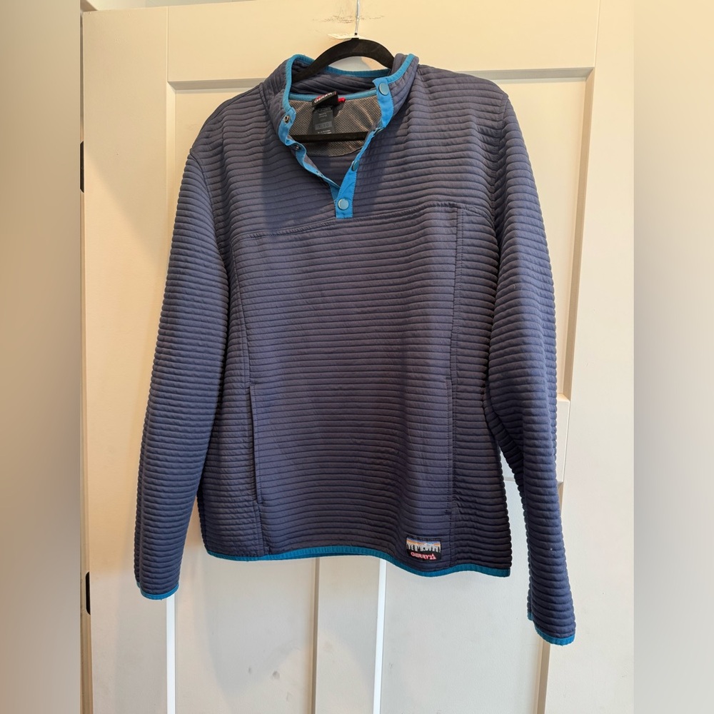 Gerry Weber Navy Pullover Sweatshirt with Ribbed Texture and Quarter Snap Up